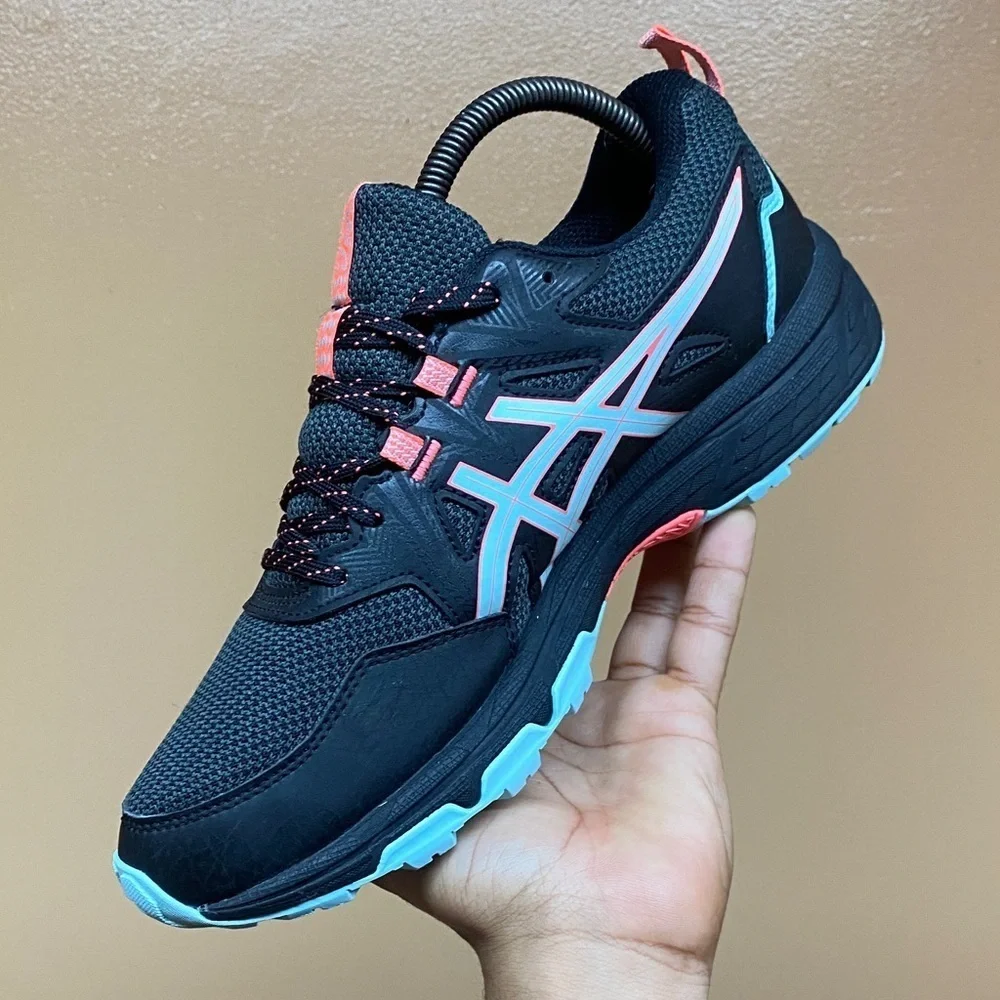 ASICS Gel-Venture 8 Trail Running Sneakers Black Clear Blue Coral Pink Size 10
